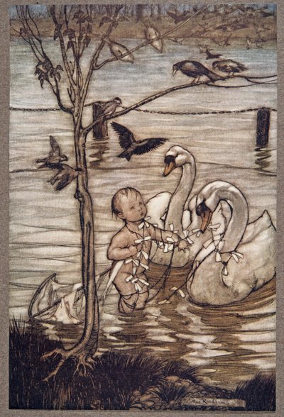After This the Birds Said They Would Help Him No More in His Mad Enterprises, from Peter Pan in Kensington Gardens by J. M. Barrie, pub. 1906 by Arthur Rackham